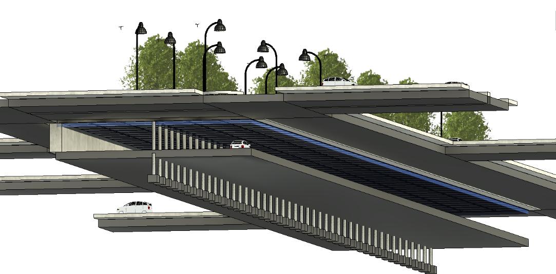 Revit visualization of the cap structure above the expressway